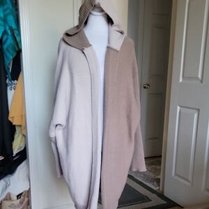 Cozy Two-Tone Hooded Cardigan